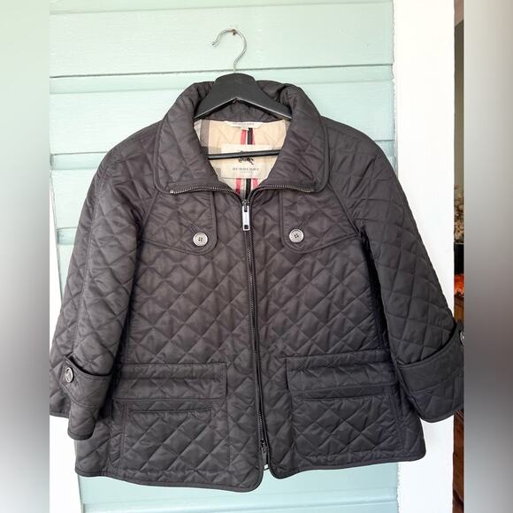 Burberry black quilted jacket a line zip fall winter preppy timeless old money - Picture 1 of 12